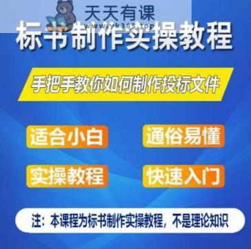 标书编写实际操作实例教程，教你如何怎么制作授标文档，零基础一周懂得制作标书-天天有课网