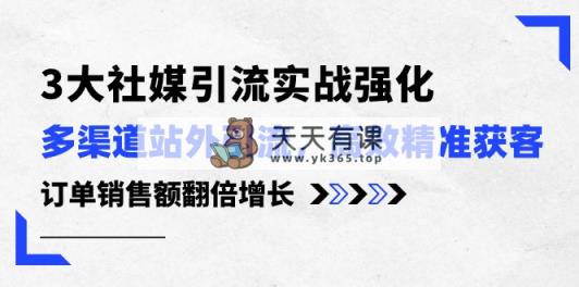 3大社交媒体引流方法实际操作加强，多种渠道站外引流/高效率营销获客/订单信息销售总额翻倍增长-天天有课网