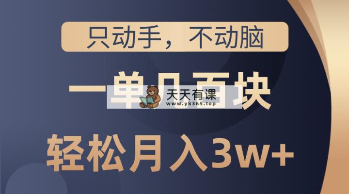 只动手不动脑，一单几百块，轻松月入3w+，看完就能直接操作，详细教程-天天有课网