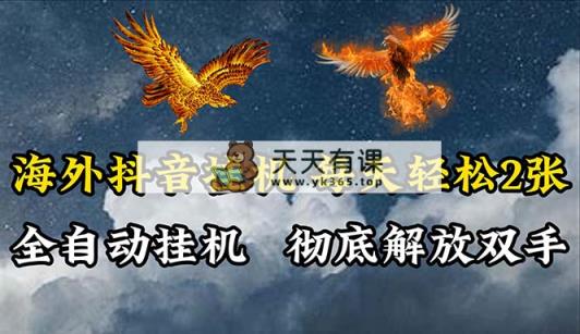 海外抖音挂机，全自动挂机，每天轻松两张-天天有课网