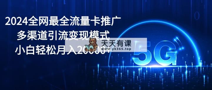 2024全网最全流量卡推广多渠道引流变现模式，小白轻松月入20000+-天天有课网