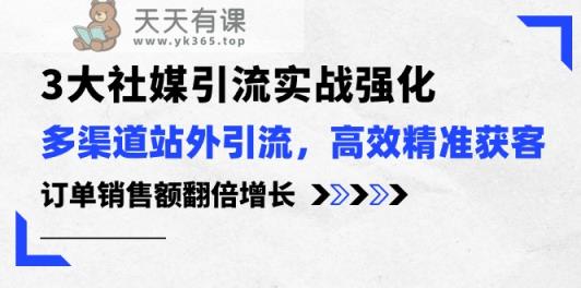 3大社交媒体引流方法实际操作加强，多种渠道站外引流/高效率营销获客/订单信息销售总额翻倍增长-天天有课网
