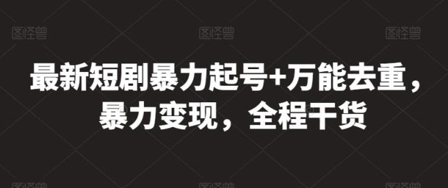 最新短剧暴力起号+万能去重，暴力变现，全程干货【揭秘】-天天有课网