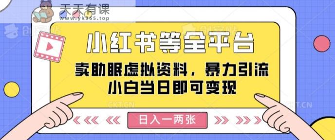 小红书等全网平台卖助睡眠虚似材料，暴力行为引流方法小白当日就可以转现，轻轻松松日入一两张-天天有课网