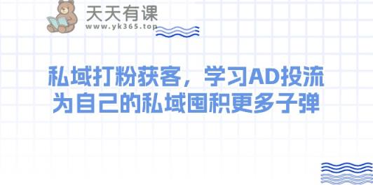 私域打粉获客，学习AD投流，为自己的私域囤积更多子弹-天天有课网