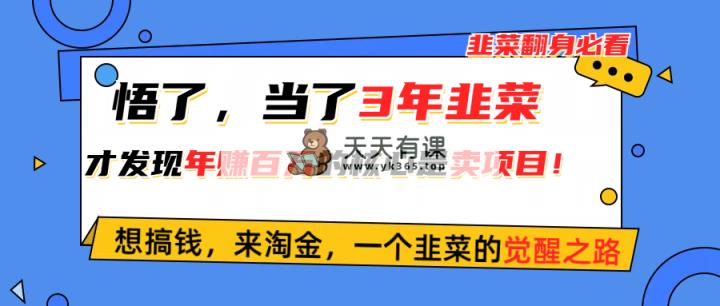 悟了，当了3年韭菜，才发现网赚圈年赚100万的核心是卖项目，含泪分享！-天天有课网