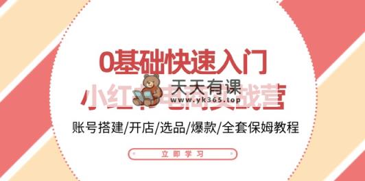 0基础快速入门-小红书电商实战营：账号搭建/开店/选品/爆款/全套保姆教程-天天有课网