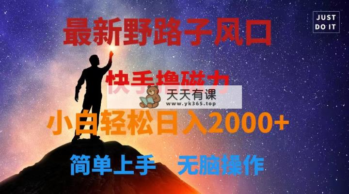 最新风口！快手撸磁力，野路子，小白无脑操作日入2000+-天天有课网