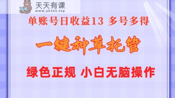 一键种草托管 单账号15分钟13元  10个账号一天130  绿色稳定 可无限推广-天天有课网