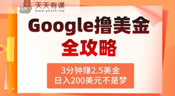 3分钟赚2.5美金，日入200美元不是梦，揭秘Google广告撸美金全攻略-天天有课网