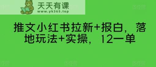 推文小红书拉新+报白，落地玩法+实操，12一单-天天有课网