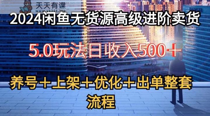 2024闲鱼无货源高级进阶卖货5.0，养号＋选品＋上架＋优化＋出单整套流程-天天有课网