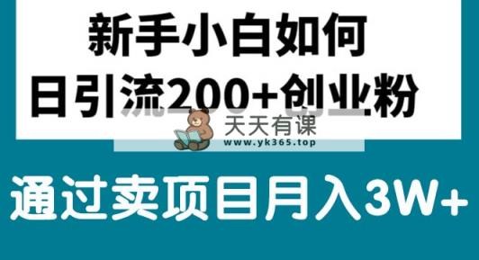 新手入门日引流方法200 自主创业粉,根据卖项目月入3W-天天有课网