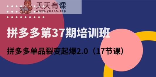 拼多多第37期培训班：拼多多单品裂变起爆2.0-天天有课网