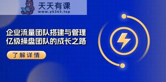 企业流量团队搭建与管理，亿级操盘团队的成长之路-天天有课网
