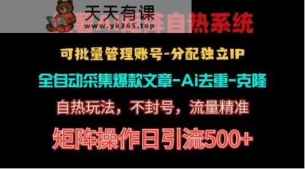 红薯矩阵自热系统，独家不死号引流玩法！矩阵操作日引流500+-天天有课网