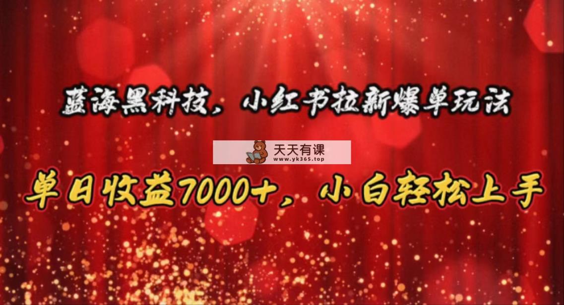 瀚海高科技，小红书的引流打造爆款游戏玩法，单日盈利7000 ，新手快速上手-天天有课网