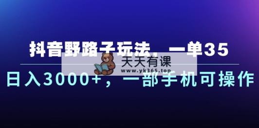 抖音视频歪门邪道游戏玩法，一单35.日入3000 ，一部手机易操作-天天有课网
