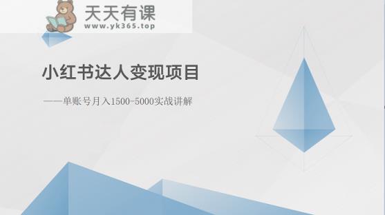 小红书达人变现项目：单账号月入1500-3000实战讲解-天天有课网