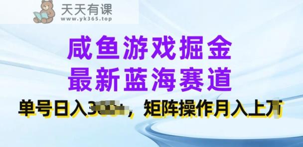 咸鱼游戏掘金队，全新瀚海跑道，运单号日入多张，引流矩阵实际操作月入上w-天天有课网