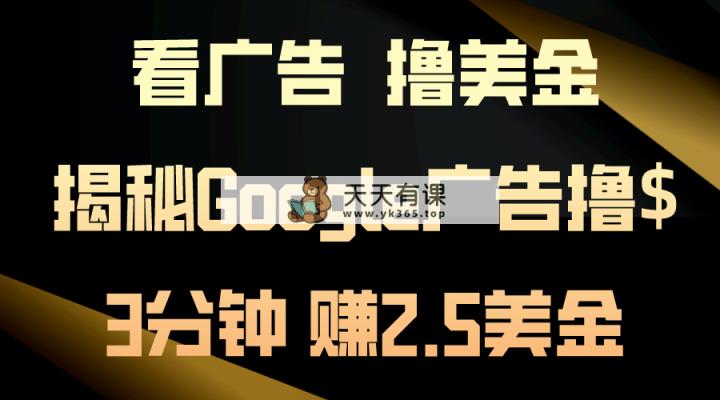 买会员，撸美元！3min赚2.5美元！日入200美元指日可待！揭密Google广告宣传…-天天有课网