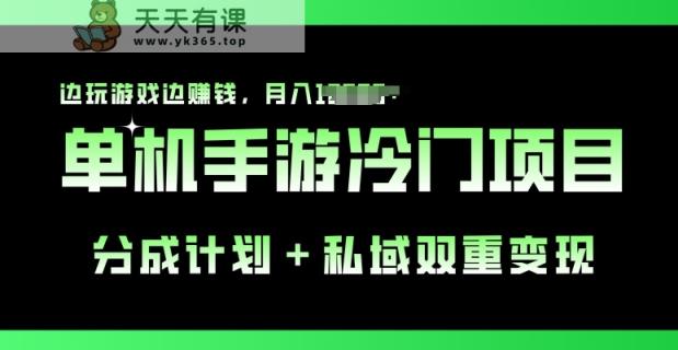 手机单机游戏小众跑道，分为方案 公域双向转现，边打游戏边挣钱-天天有课网