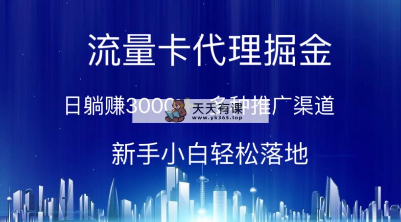 上网卡代理商掘金队 日躺着赚钱3000  多种多样推广方式 新手入门轻轻松松落地式-天天有课网