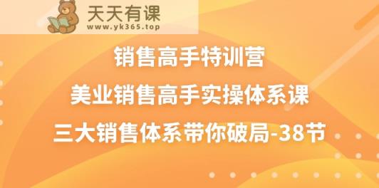 销售高手特训营，美业销售高手实操体系课，三大销售体系带你破局-天天有课网