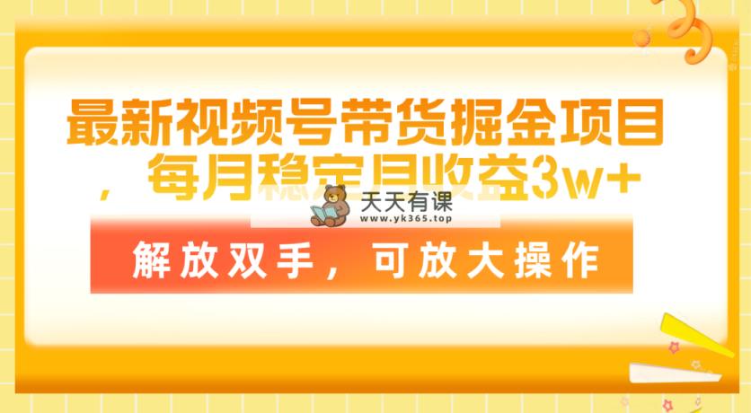 全新视频号带货掘金队新项目，每月平稳月盈利3w ，解锁新技能，可变大实际操作-天天有课网