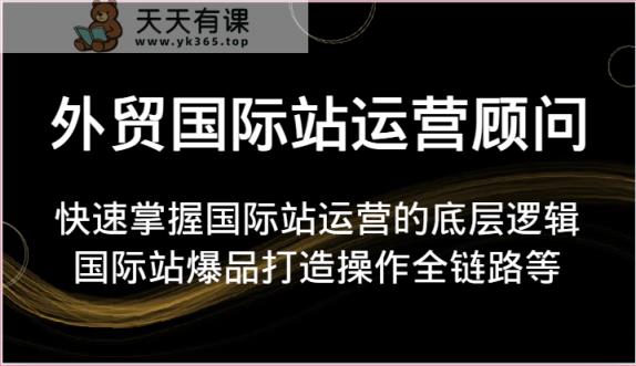 外贸国际站运营顾问-快速掌握国际站运营的底层逻辑，国际站爆品打造操作全链路等-天天有课网