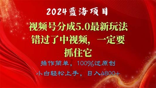 2024蓝海项目，微信视频号分为方案5.0全新游戏玩法，错过中视频，一定要抓住…-天天有课网