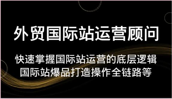 外贸国际站运营顾问-快速掌握国际站运营的底层逻辑，国际站爆品打造操作全链路等-天天有课网