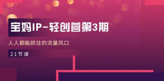 宝妈IP轻创营第3期，人人都能抓住的流量风口-天天有课网