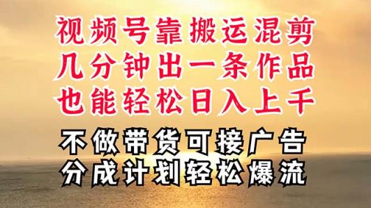 深层揭秘视频号项目，是如何靠搬运混剪做到日入过千上万的，带你轻松爆…-天天有课网