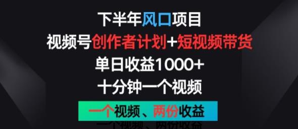 后半年蓝海项目，微信视频号创作者计划 短视频带货，一个视频二份盈利，十分钟一个视频【揭密】-天天有课网