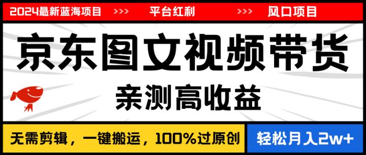 2024最新蓝海项目，逛逛京东图文视频带货，无需剪辑，月入20000+-天天有课网