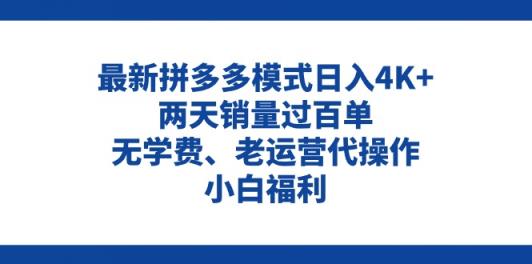 拼多多最新模式日入4K+两天销量过百单，无学费、老运营代操作、小白福利-天天有课网