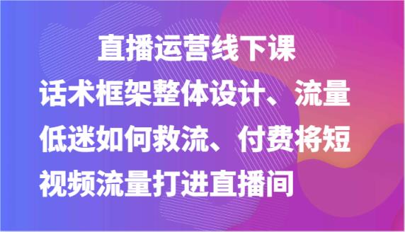 直播运营线下课-话术框架整体设计、流量低迷如何救流、付费将短视频流量打进直播间-天天有课网