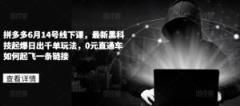 拼多多平台6月14号面授课，最新黑科技爆款日出千单游戏玩法，0元淘宝直通车怎样起降一条连接-天天有课网