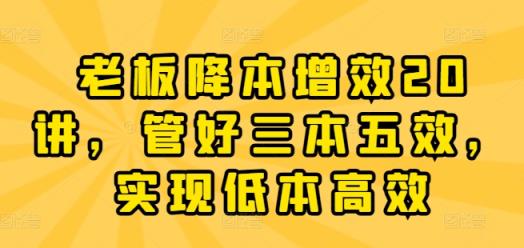 老总降低成本20讲，管住三本五效，完成低本高效率-天天有课网