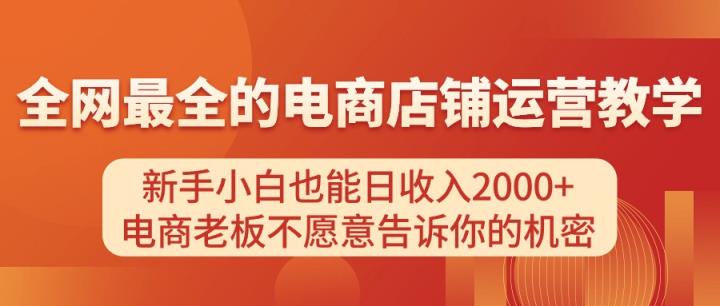 电商店铺运营教学，新手小白也能日收入2000+，电商老板不愿意告诉你的机密-天天有课网