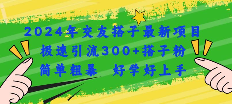 2024年交友搭子最新项目，极速引流300+搭子粉，简单粗暴，好学好上手-天天有课网