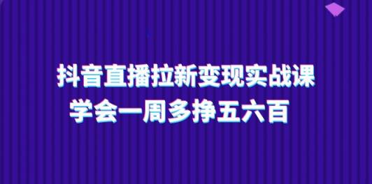 抖音直播拉新变现实操课，学会一周多挣五六百-天天有课网