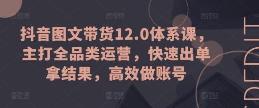 抖音图文带货12.0体系课，主打全品类运营，快速出单拿结果，高效做账号-天天有课网