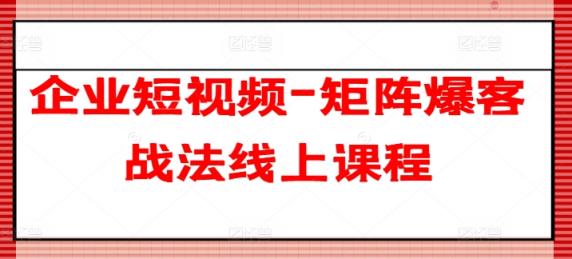 企业短视频-引流矩阵爆客战术在线课程-天天有课网