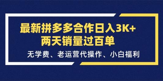 最新拼多多合作日入3K+两天销量过百单，无学费、老运营代操作、小白福利-中创网_分享中赚网创业资讯_最新网络项目资源-天天有课网