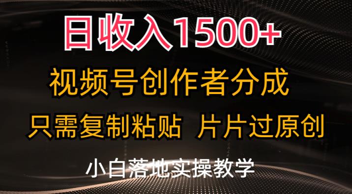 日收入1500+，视频号创作者分成，只需复制粘贴，片片过原创，小白也可…-天天有课网