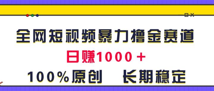 全网短视频暴力撸金赛道，日入1000＋！原创玩法，长期稳定-天天有课网