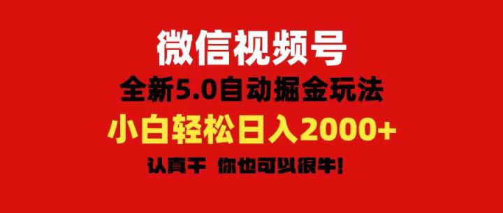 微信视频号变现，5.0全新自动掘金玩法，日入利润2000+有手就行-天天有课网