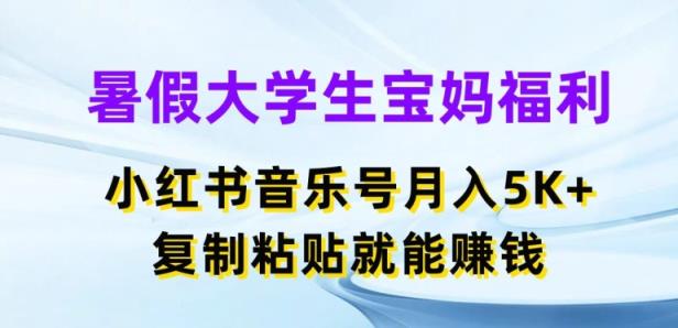 暑期在校大学生宝妈妈褔利，小红书的音乐号月入5000 ，拷贝也能赚钱【揭密】-天天有课网